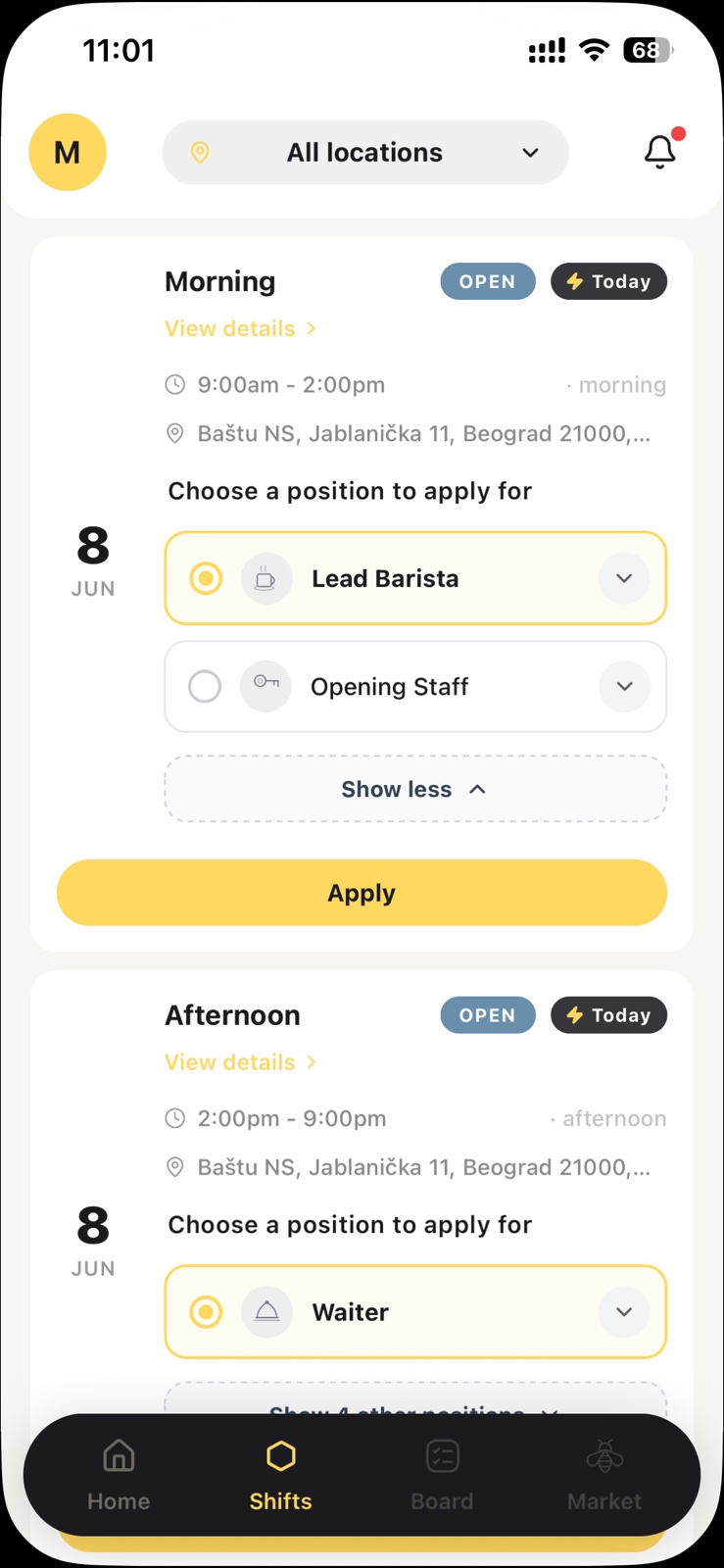 Open Shifts